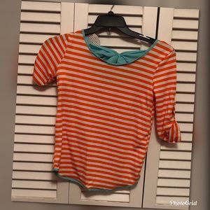 Adorable orange & white cutout top-S